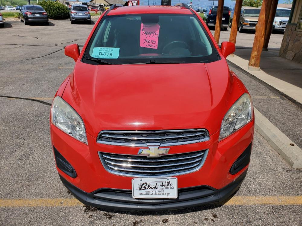 2015 Red Chevrolet Trax LT (3GNCJLSB5FL) with an 1.4L Ecotec Turob Variable Valve Timing Sequential MFI engine, 6-Speed Automatic transmission, located at 1600 E Hwy 44, Rapid City, SD, 57703, (605) 716-7878, 44.070232, -103.171410 - Photo #1