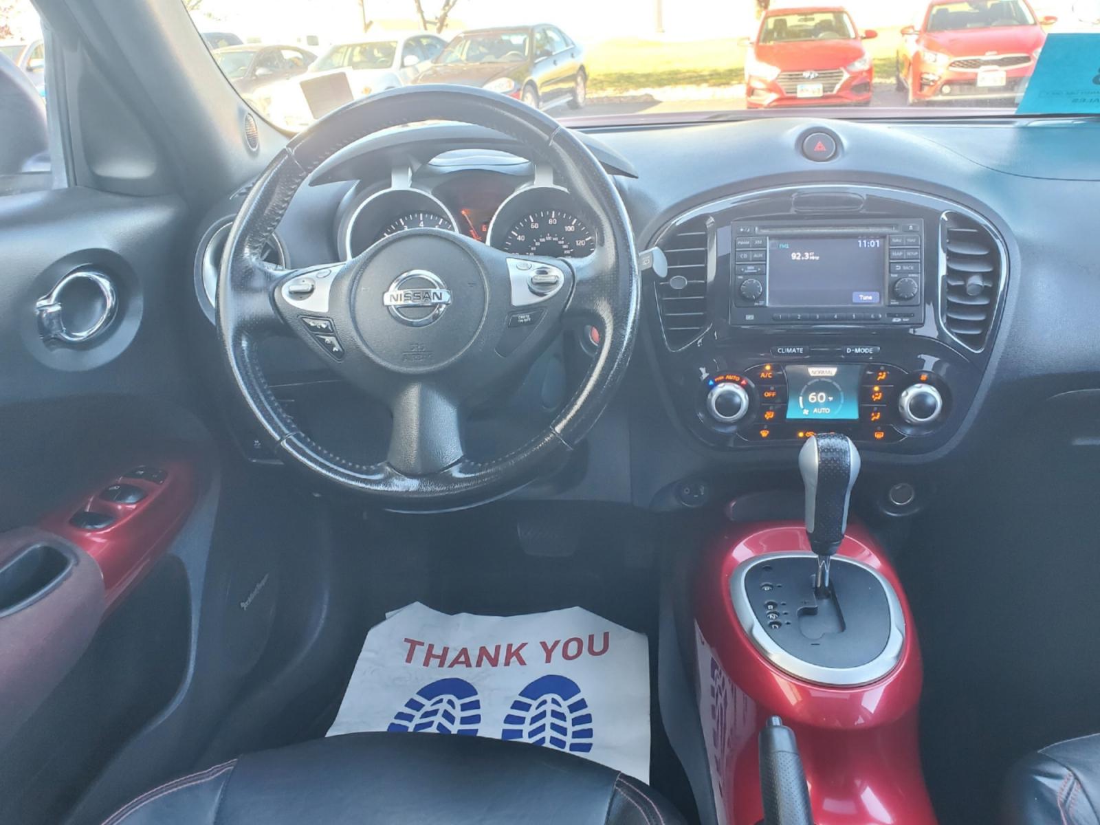 2013 Maroon Nissan Juke SL (JN8AF5MV1DT) with an 1.6L 4 Cyl Turbocharged engine, 1-Speed CVT transmission, located at 1600 E Hwy 44, Rapid City, SD, 57703, (605) 716-7878, 44.070232, -103.171410 - Photo #12