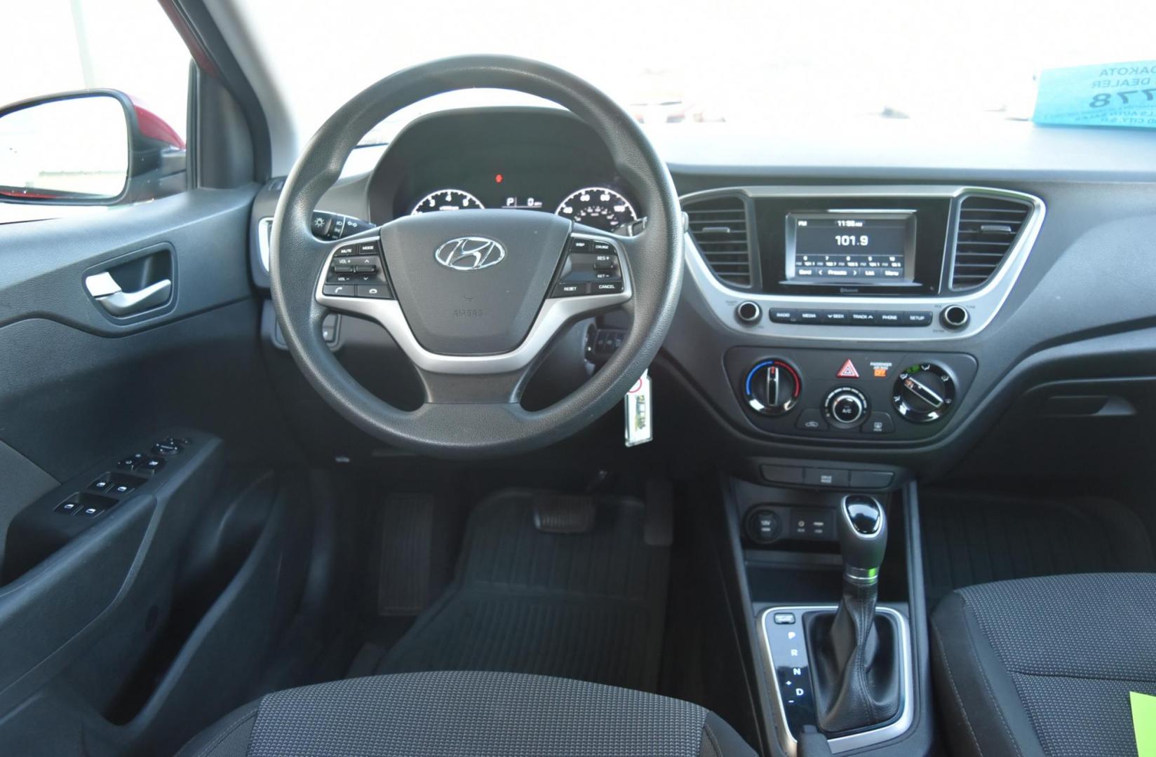 2018 Red /Gray Hyundai Accent SE (3KPC24A36JE) with an 1.6L 4 Cyl engine, 6-Speed Automatic transmission, located at 1600 E Hwy 44, Rapid City, SD, 57703, (605) 716-7878, 44.070232, -103.171410 - Photo#12