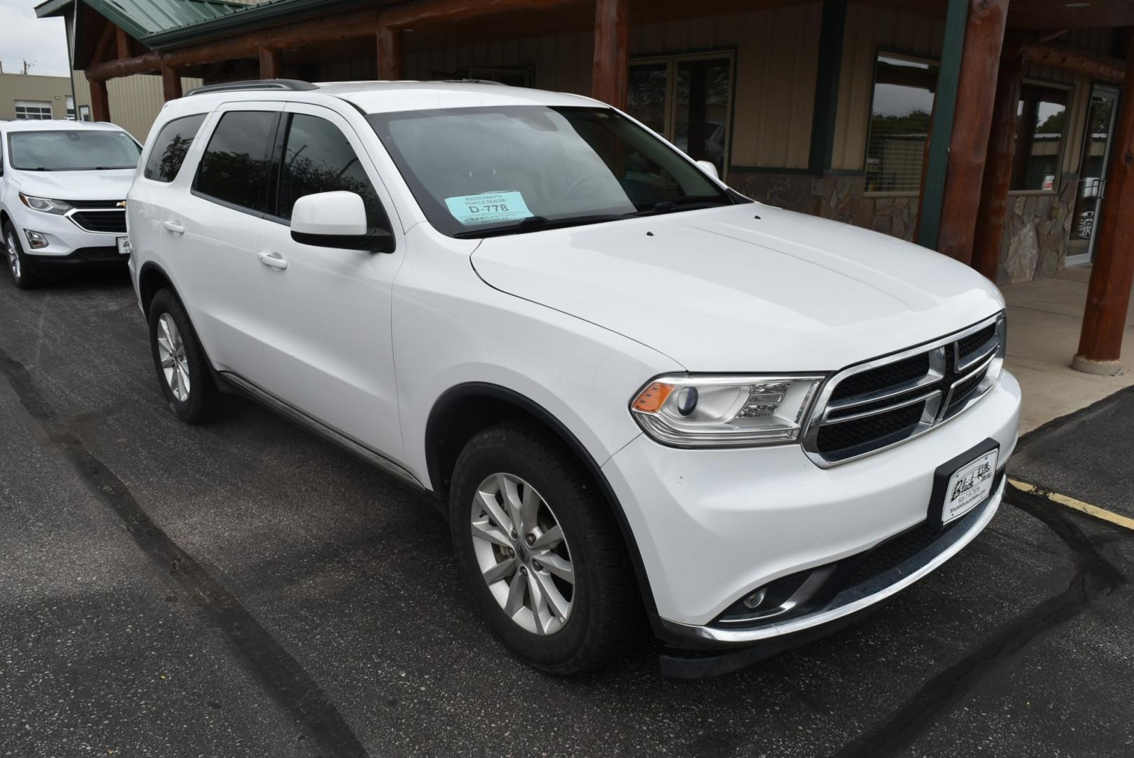2019 White /Black/Beige Dodge Durango SXT (1C4RDJAG3KC) with an 3.6L V-6 DOHC 24V engine, 8-Speed Automatic transmission, located at 1600 E Hwy 44, Rapid City, SD, 57703, (605) 716-7878, 44.070232, -103.171410- Photo#1