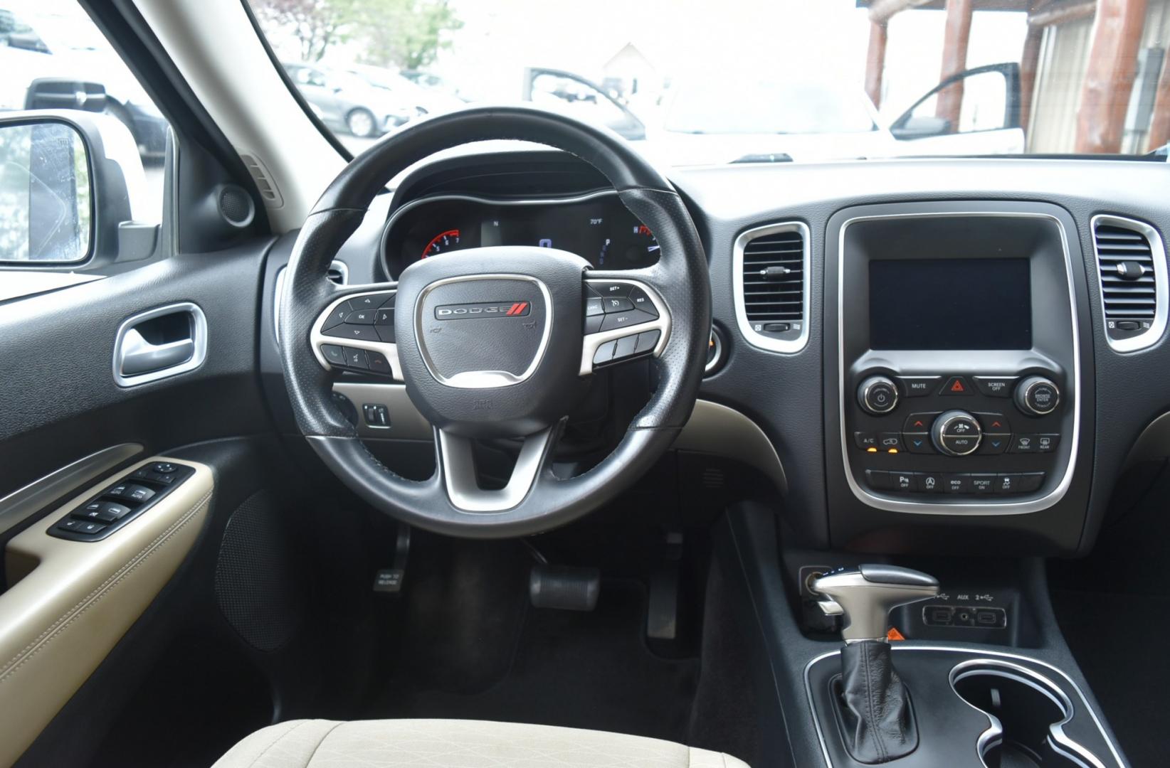 2019 White /Black/Beige Dodge Durango SXT (1C4RDJAG3KC) with an 3.6L V-6 DOHC 24V engine, 8-Speed Automatic transmission, located at 1600 E Hwy 44, Rapid City, SD, 57703, (605) 716-7878, 44.070232, -103.171410- Photo#16